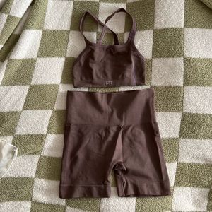 Set Active Brown Biker Short Set